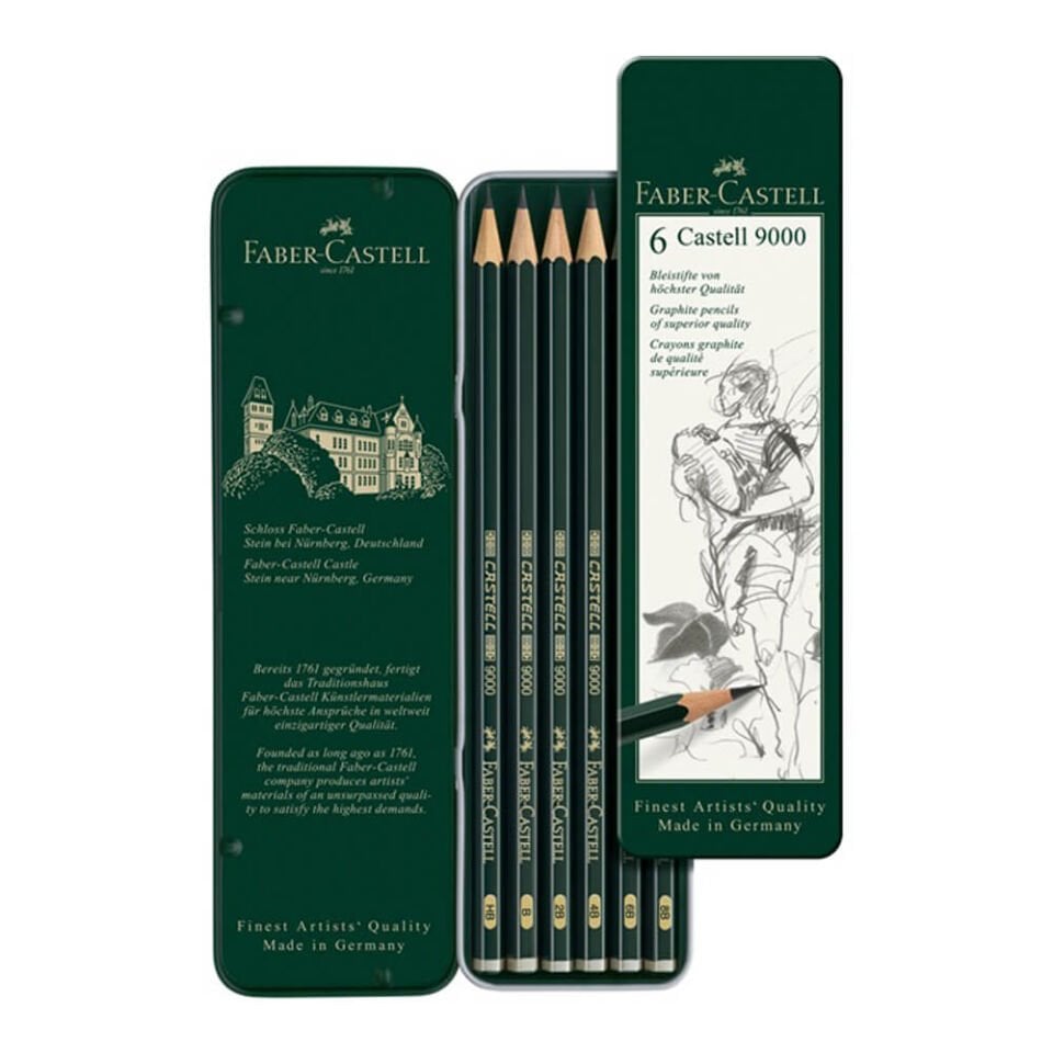 Faber Castell Dereceli Kalem 9000 6'lı Metal Kutu 119063
