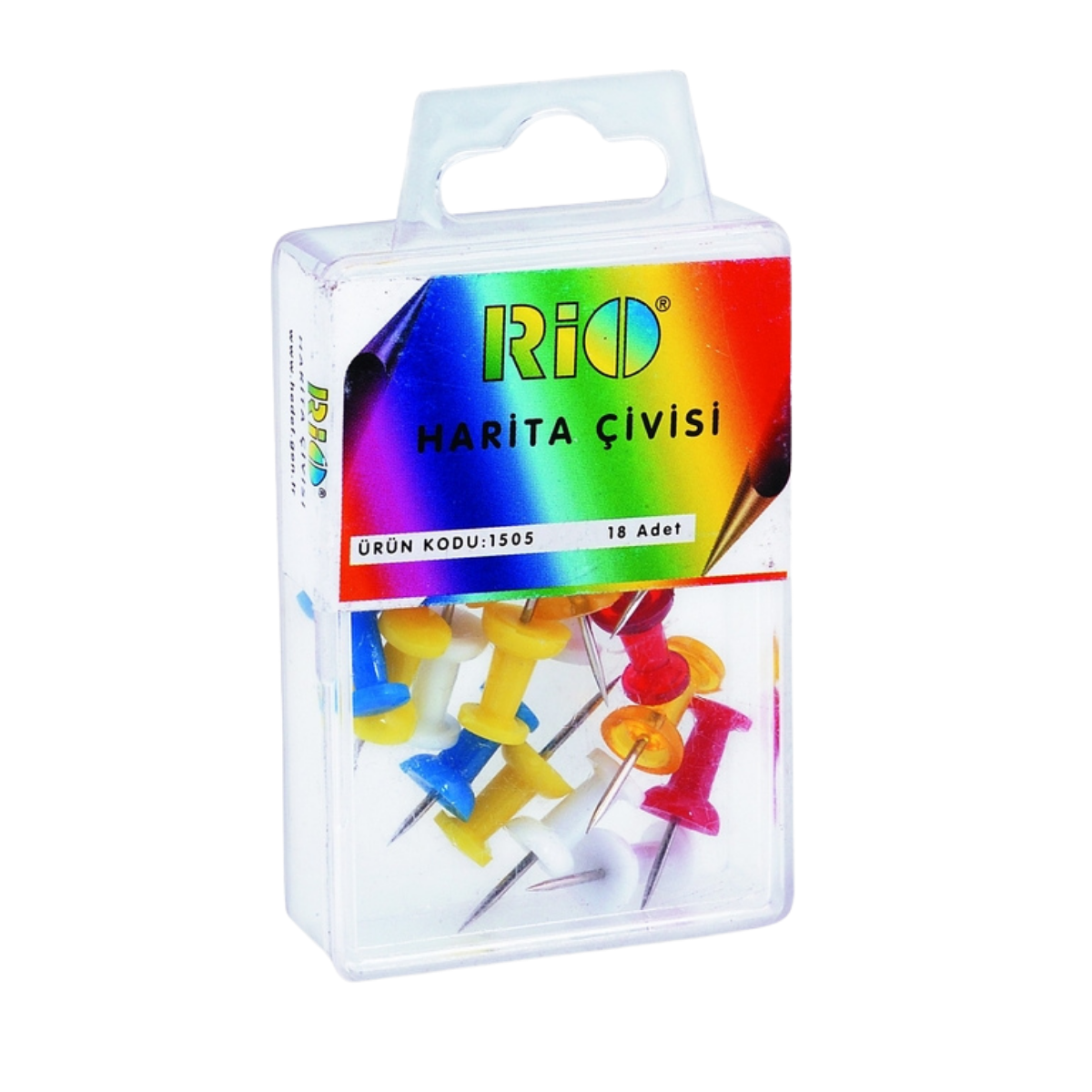 Rio 1505 Renkli Harita Çivisi Silindirik
