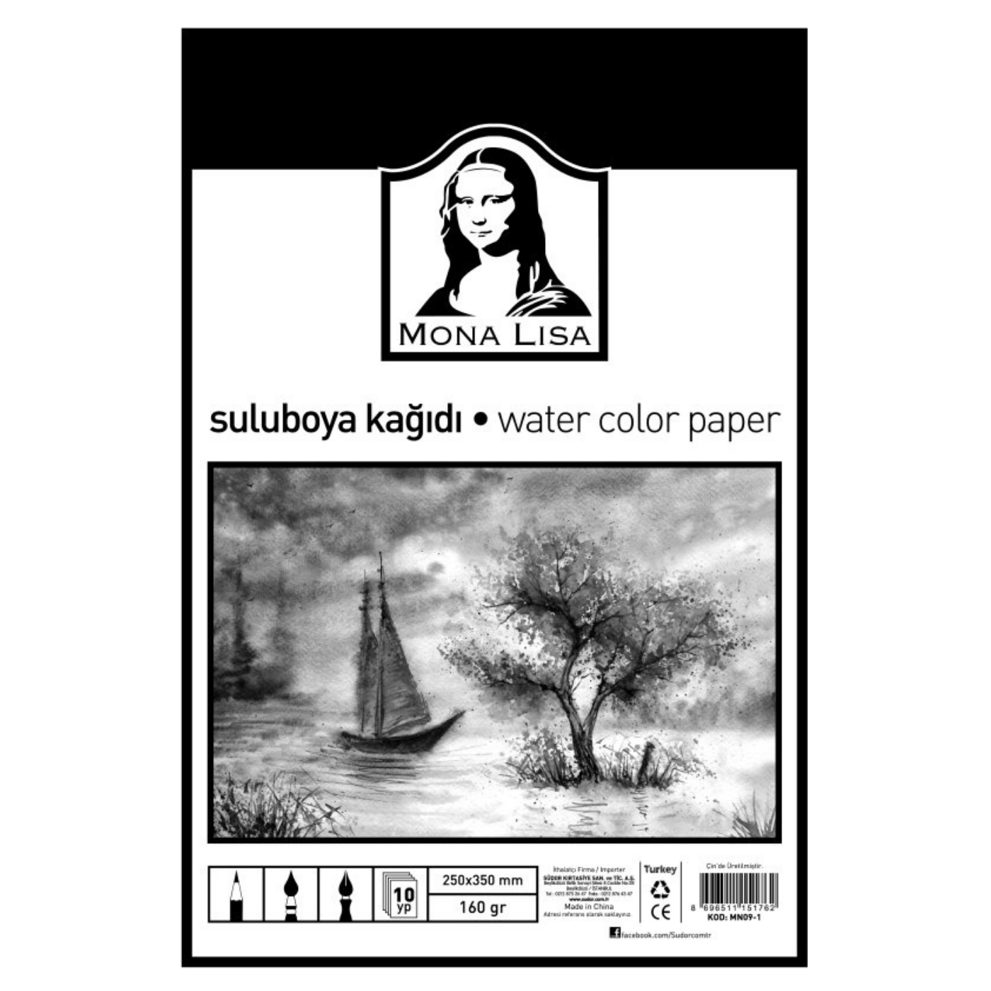 Monalisa Suluboya Kağıdı 25x35 160g 10 Yaprak