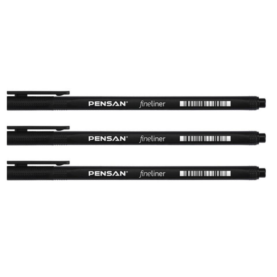 Pensan Fineliner Kalem 6500-2 Siyah 3'lü