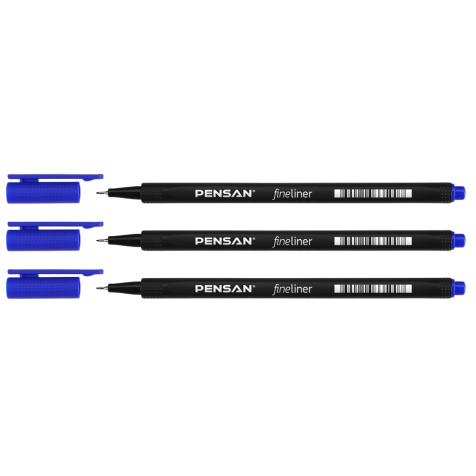 Pensan Fileliner Kalem 6500-1 Mavi 3'lü