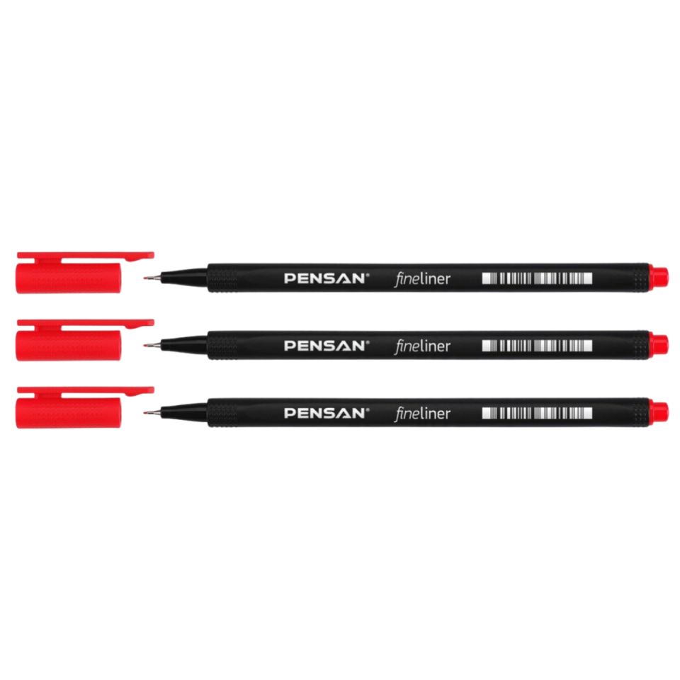 Pensan Finelier Kalem 6500-3 Kırmızı 3'lü
