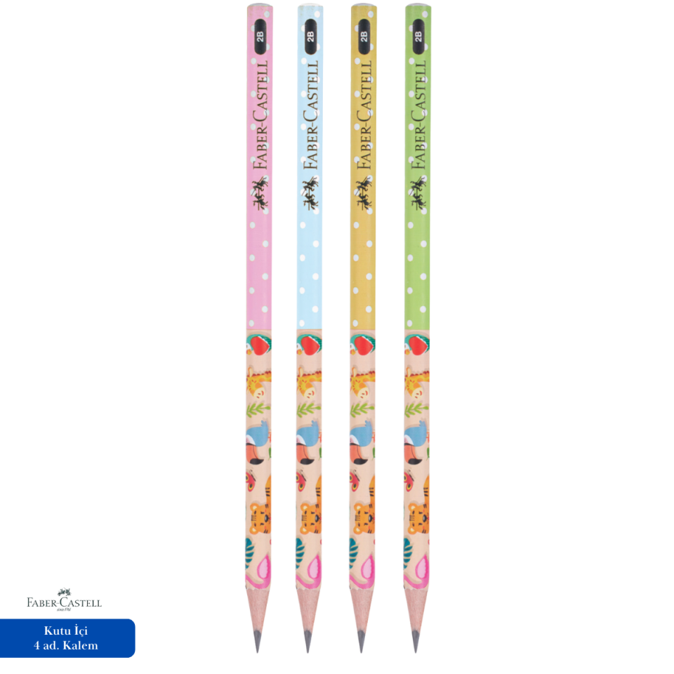 Faber Castell Sevimli Dostlar Kurşun kalem 2B 4 Adet Kurşun Kalem Seti