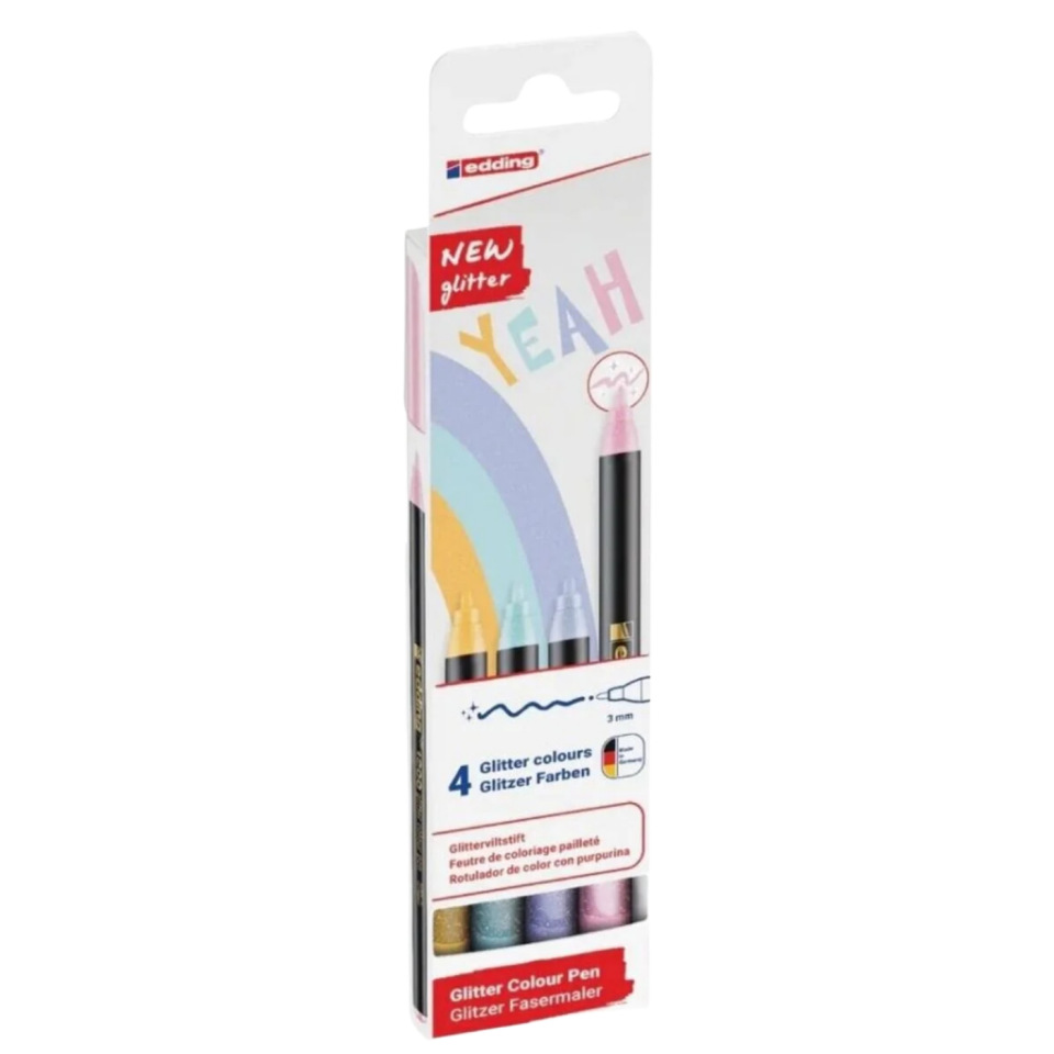 Edding E-1200 Fırça Uçlu Kalem Simli 4'Lü Set