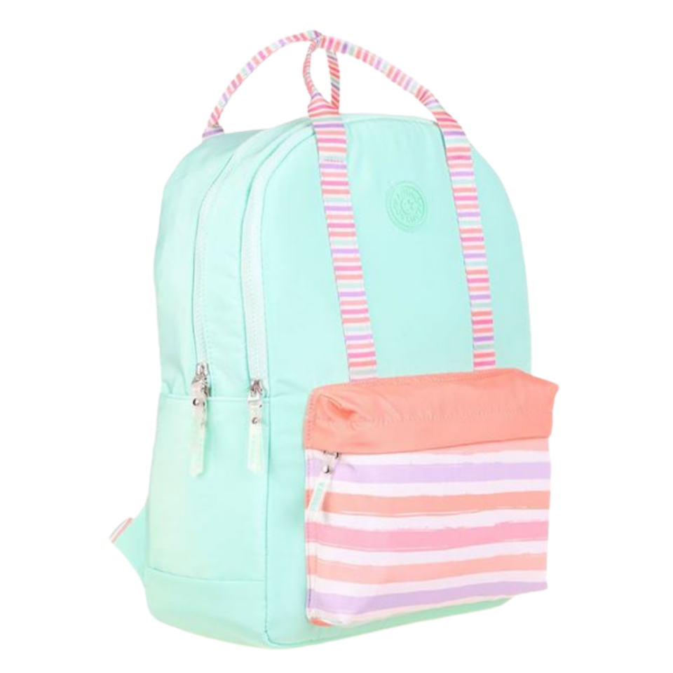 Kaukko Double Stripe Okul Sırt Çantası  (Mint) K1767