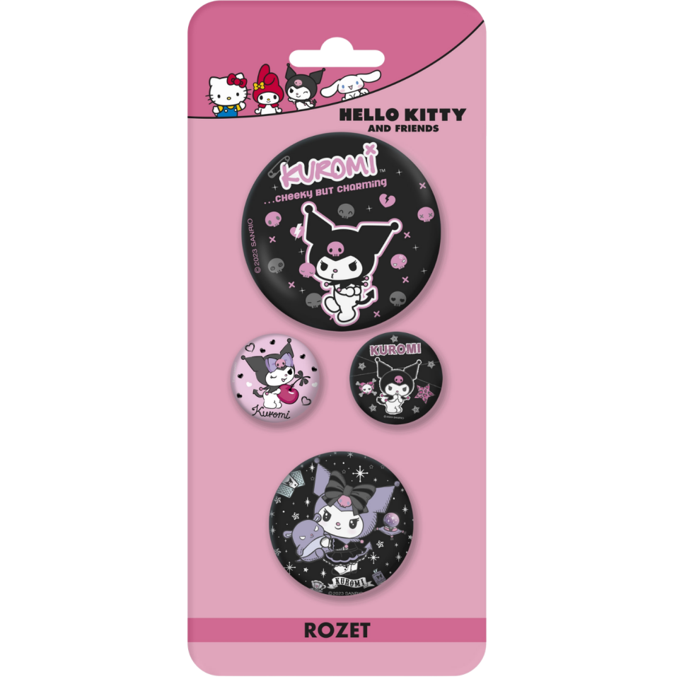 Hello Kıtty 4'lü Rozet Karışık Boy Kuromi Desenli 3063006