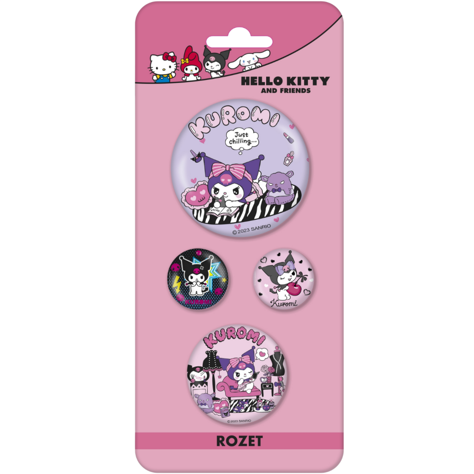 Hello Kıtty 4'lü Rozet Karışık Boy Kuromi Desen 3063007