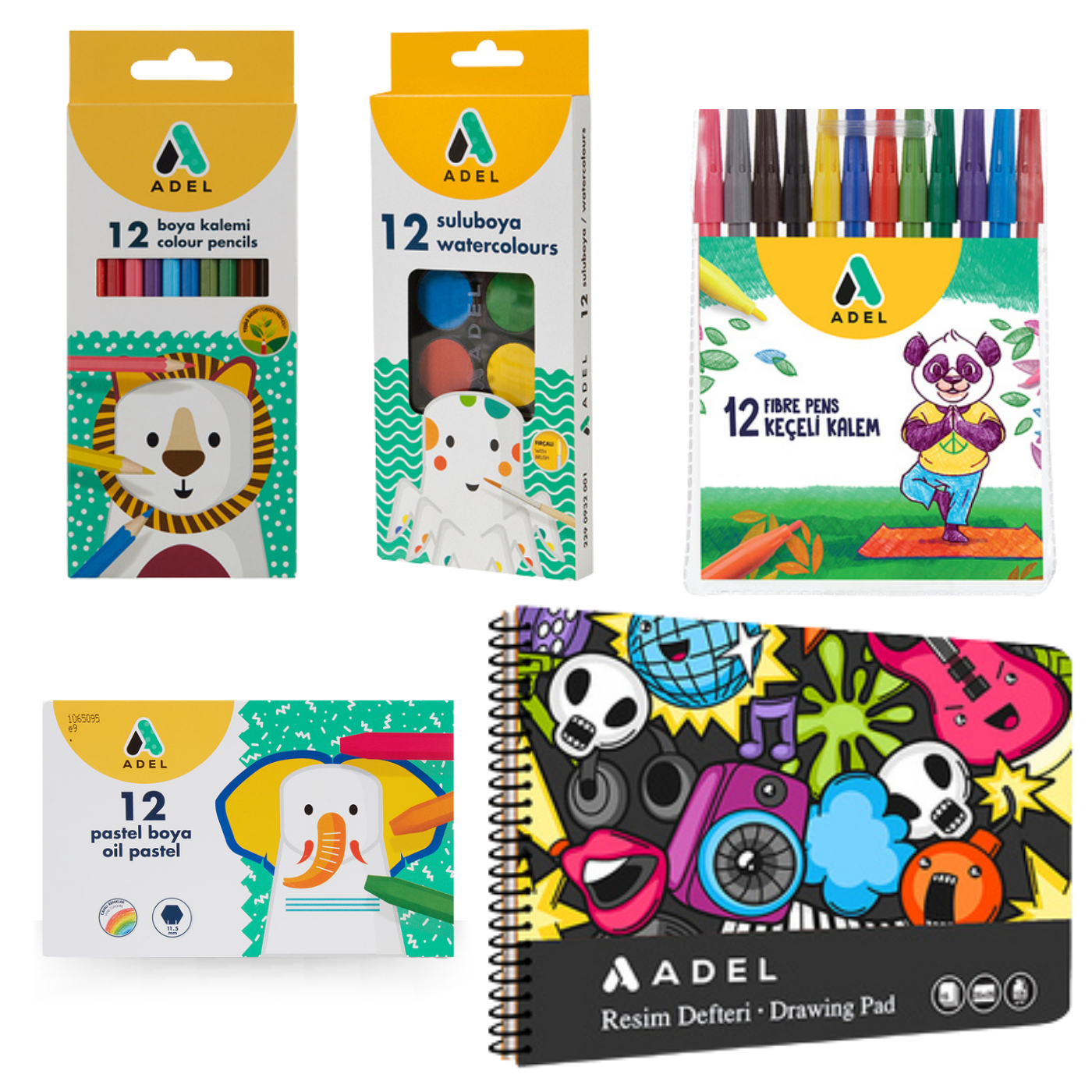 Adel Okul Öğrenci Boyama Seti 001 Siyah