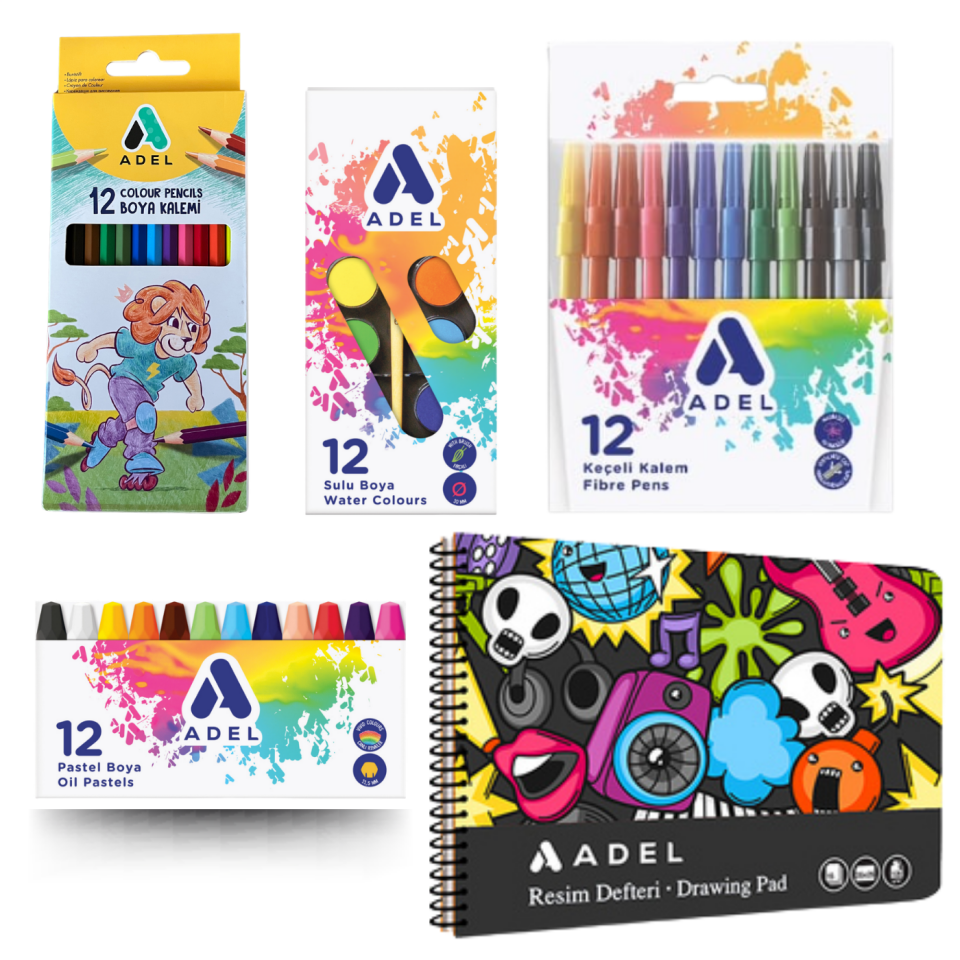 Adel Okul Öğrenci Boyama Seti ABS-004 Siyah
