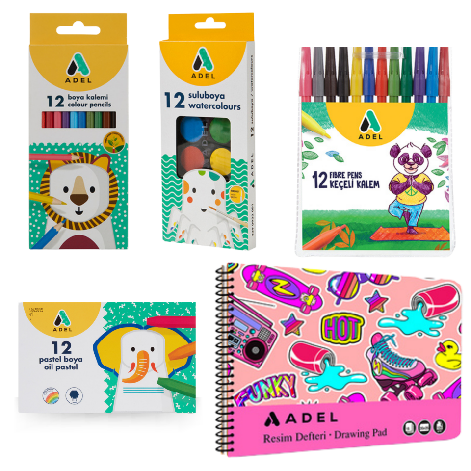 Adel Okul Öğrenci Boyama Seti 001 Pembe