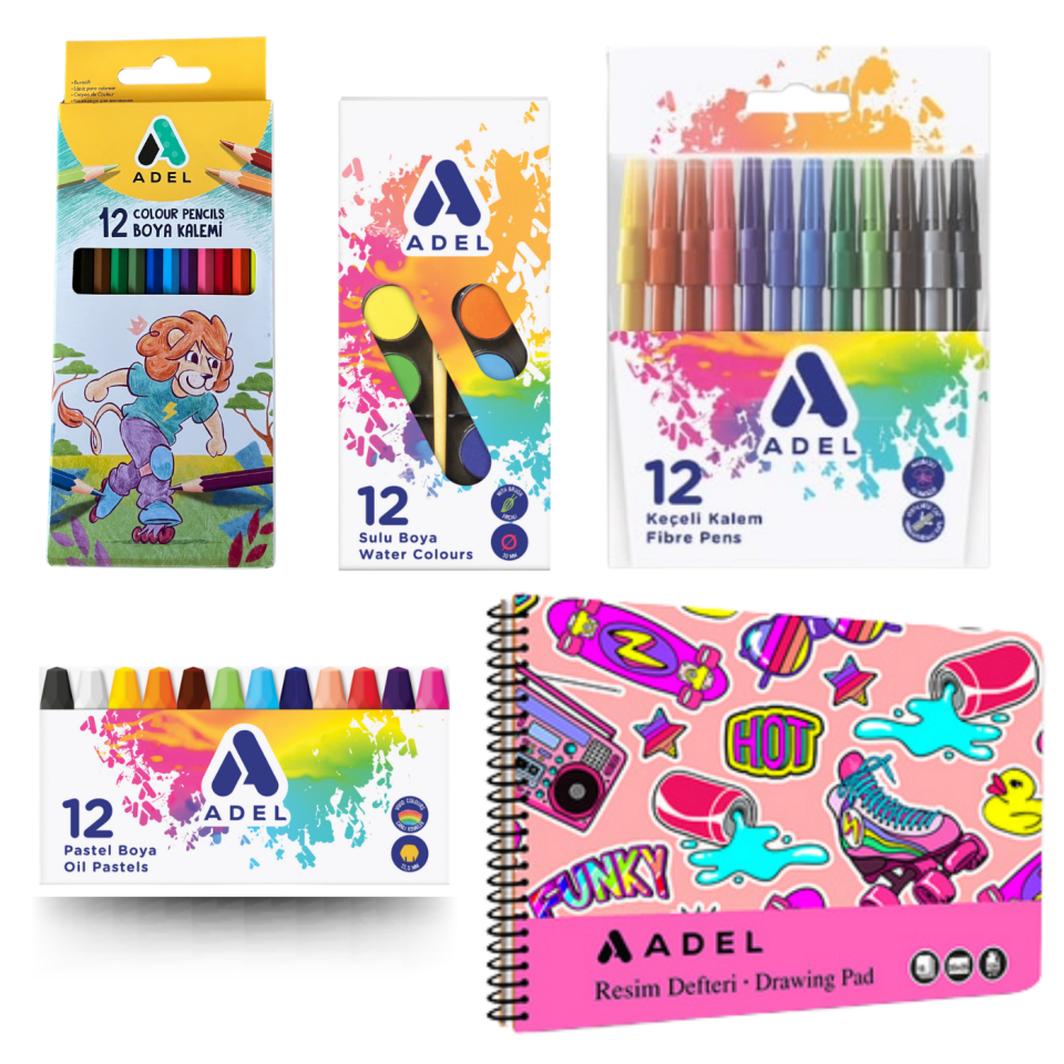 Adel Okul Öğrenci Boyama Seti ABS-002 Pembe