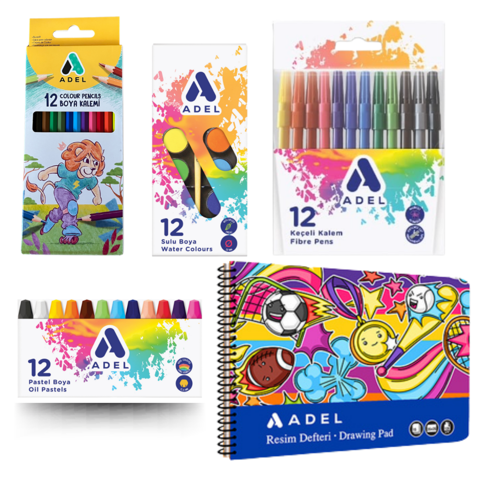 Adel Okul Öğrenci Boyama Seti ABS-001 Mavi