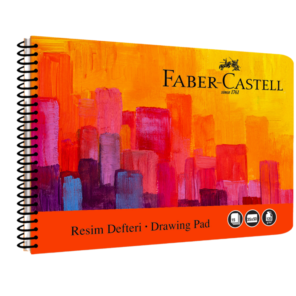 Faber-Castell 35x50 cm Art Karton Kapak Resim Defteri 30 Yaprak - 000480 Mavi