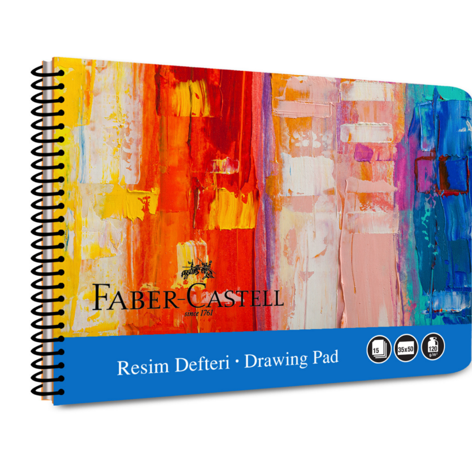 Faber-Castell 35x50 cm Art Karton Kapak Resim Defteri 30 Yaprak - 000480 Kırmızı