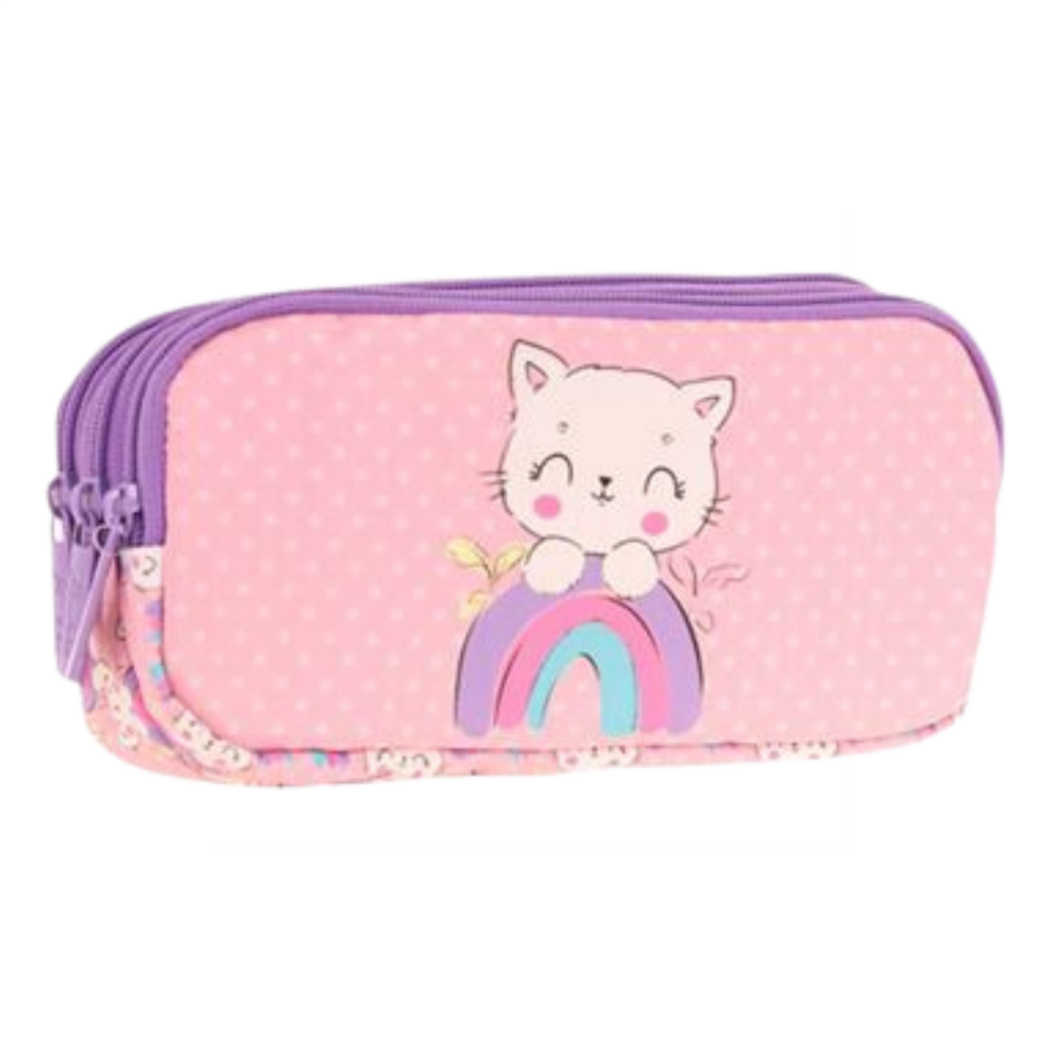 Kaukko Kıds 3 Bölmeli Kalem Çantası (Plush Cat) L8241