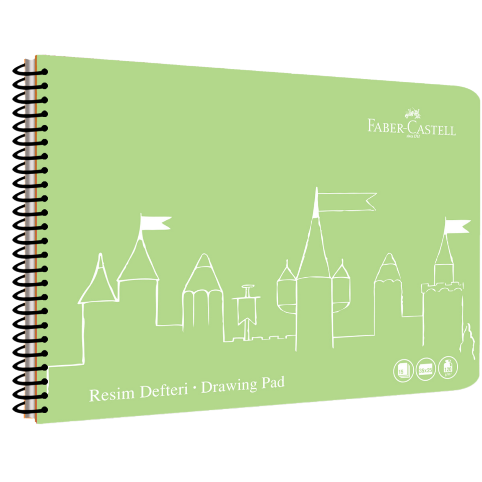 Faber-Castell 25x35 cm Spiralli PP Kapak Resim Defteri 30 Yaprak - 400036 Mavi