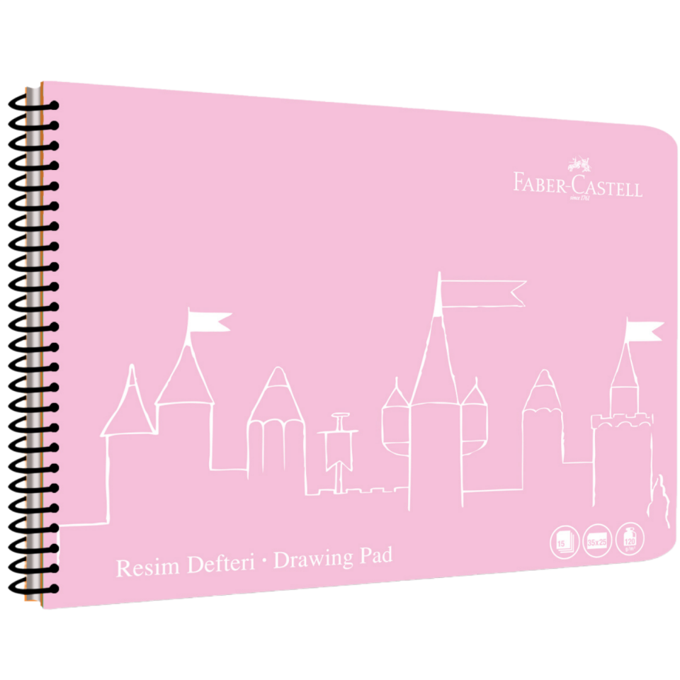 Faber-Castell 25x35 cm Spiralli PP Kapak Resim Defteri 30 Yaprak - 400036 Yeşil