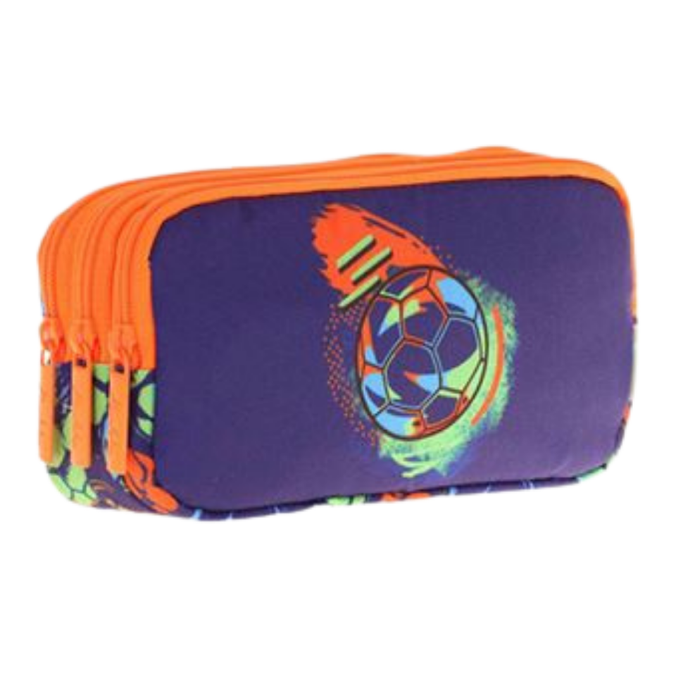 Kaukko Kıds 3 Bölmeli Kalem Çantası (Rubber  Football) L8269