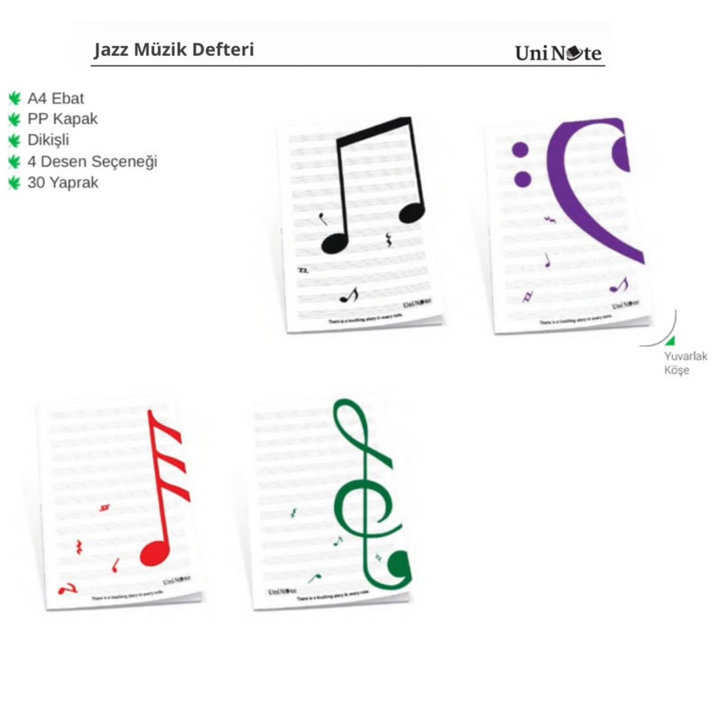 UniNote Müzik Defteri A4 Pp Dikişli 30 Yaprak 22005
