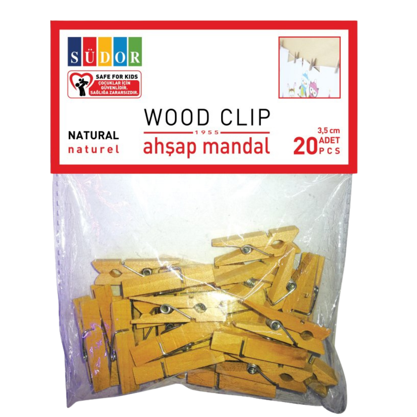 Südor Ahşap Mandal Büyük 3,5 cm 20'li
