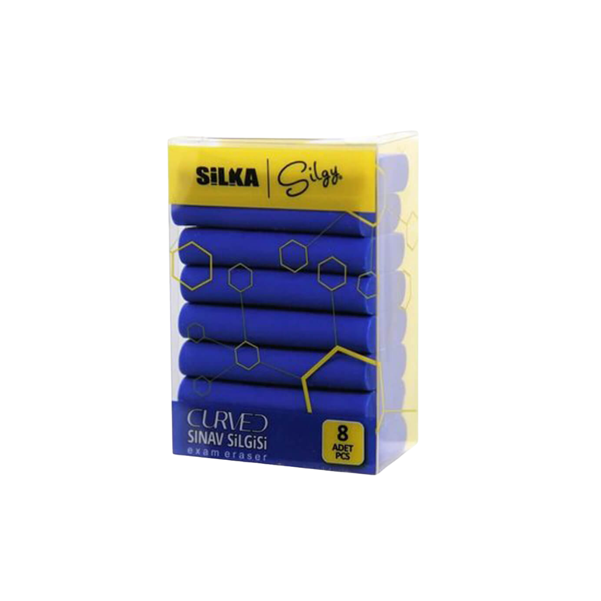 Sg.53 Silka 8 Li Curved Mavi  Sınav Silgisi