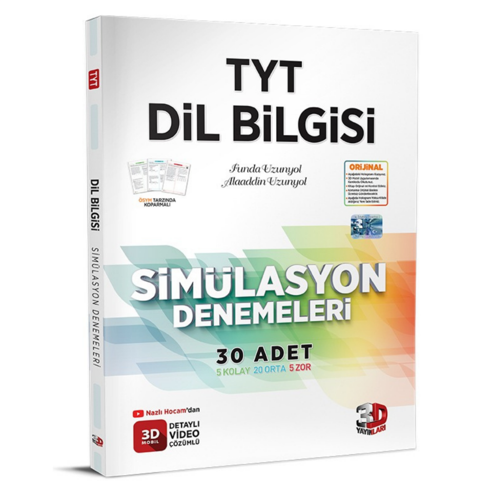 3D Yayınları TYT Dilbilgisi Simülasyon Denemeleri