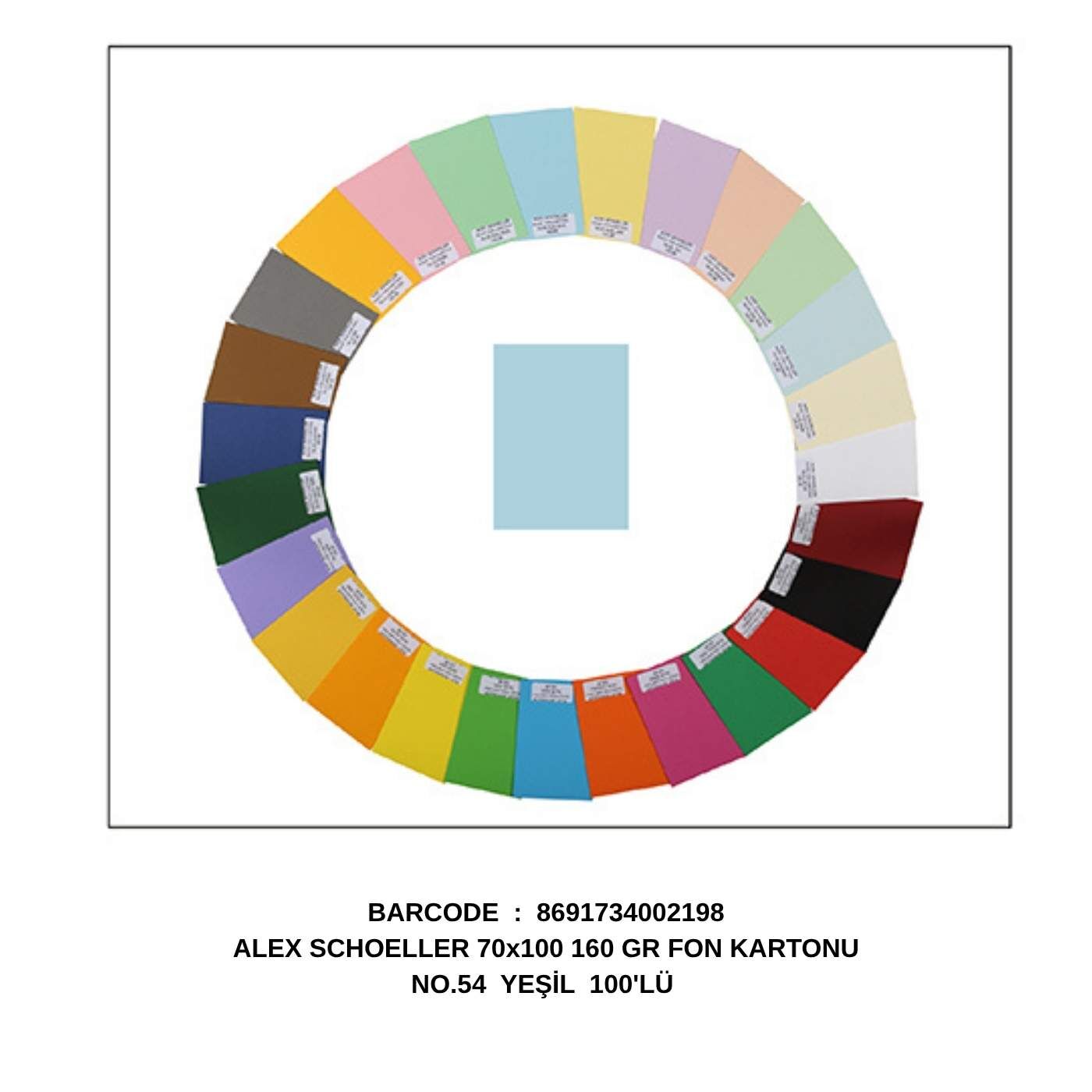 Alex Schoeller 70x100 cm 160 gr Fon Kartonu 100'lü No.54 Yeşil