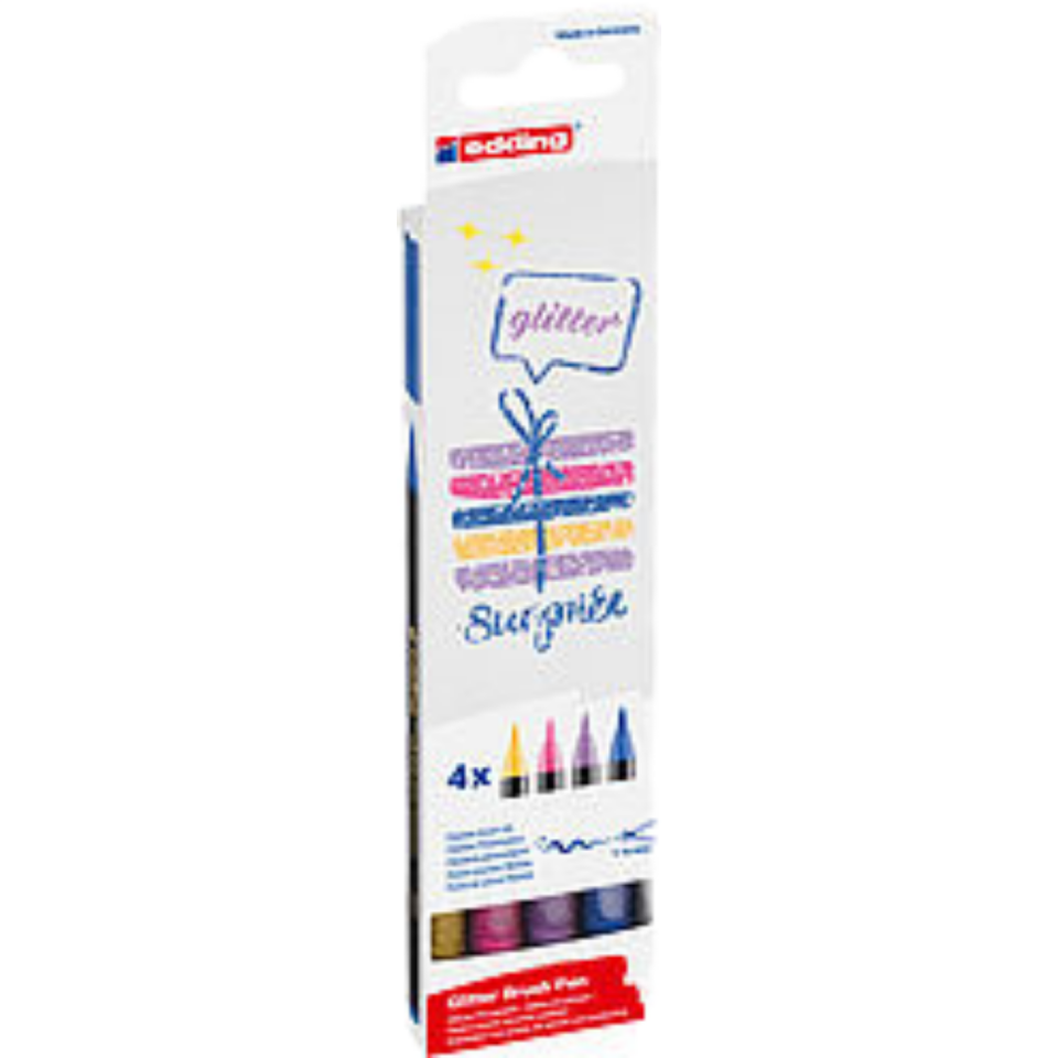 Edding ED1340K499SIM Fırça Uçlu Simli Kalem 4'lü Set