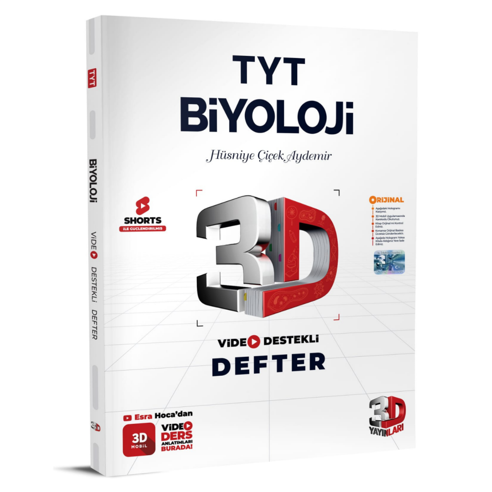 3D Yayınları TYT Biyoloji Video Destekli Defter