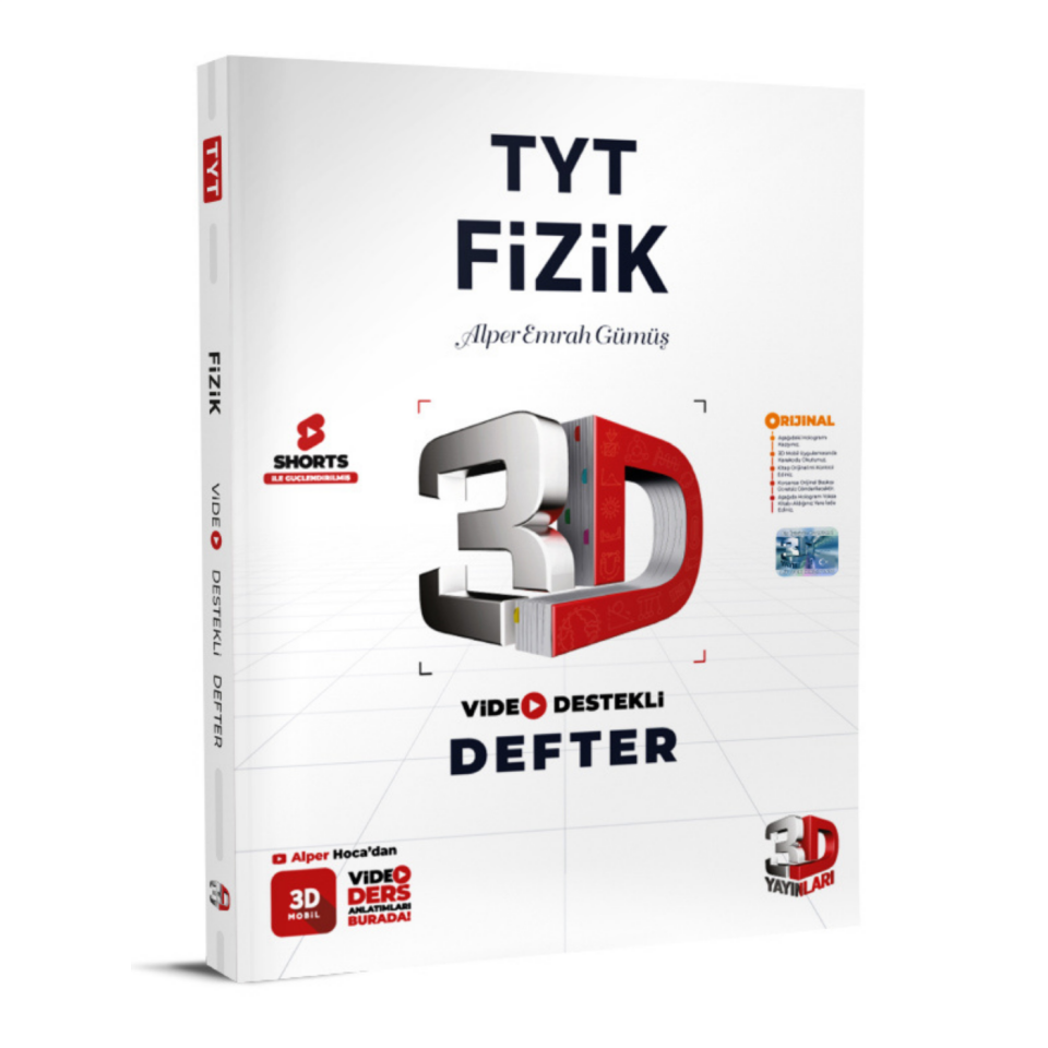 3D Yayınları TYT Fizik Video Destekli Defter