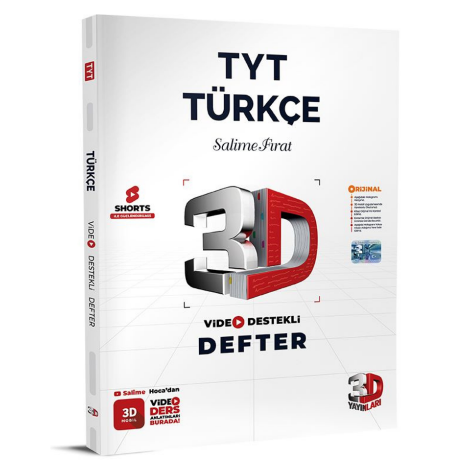 3D Yayınları TYT Türkçe Video Destekli Defter