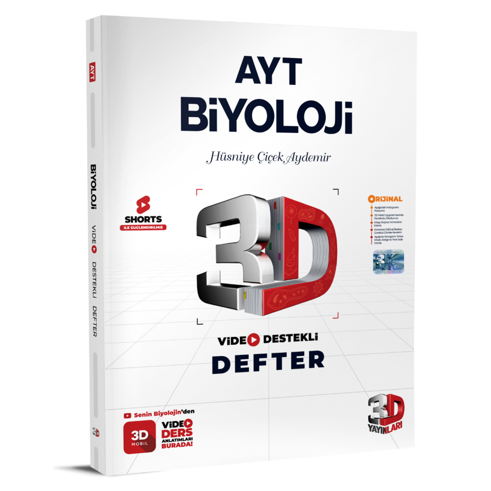 3D Yayınları AYT Biyoloji Video Destekli Defter