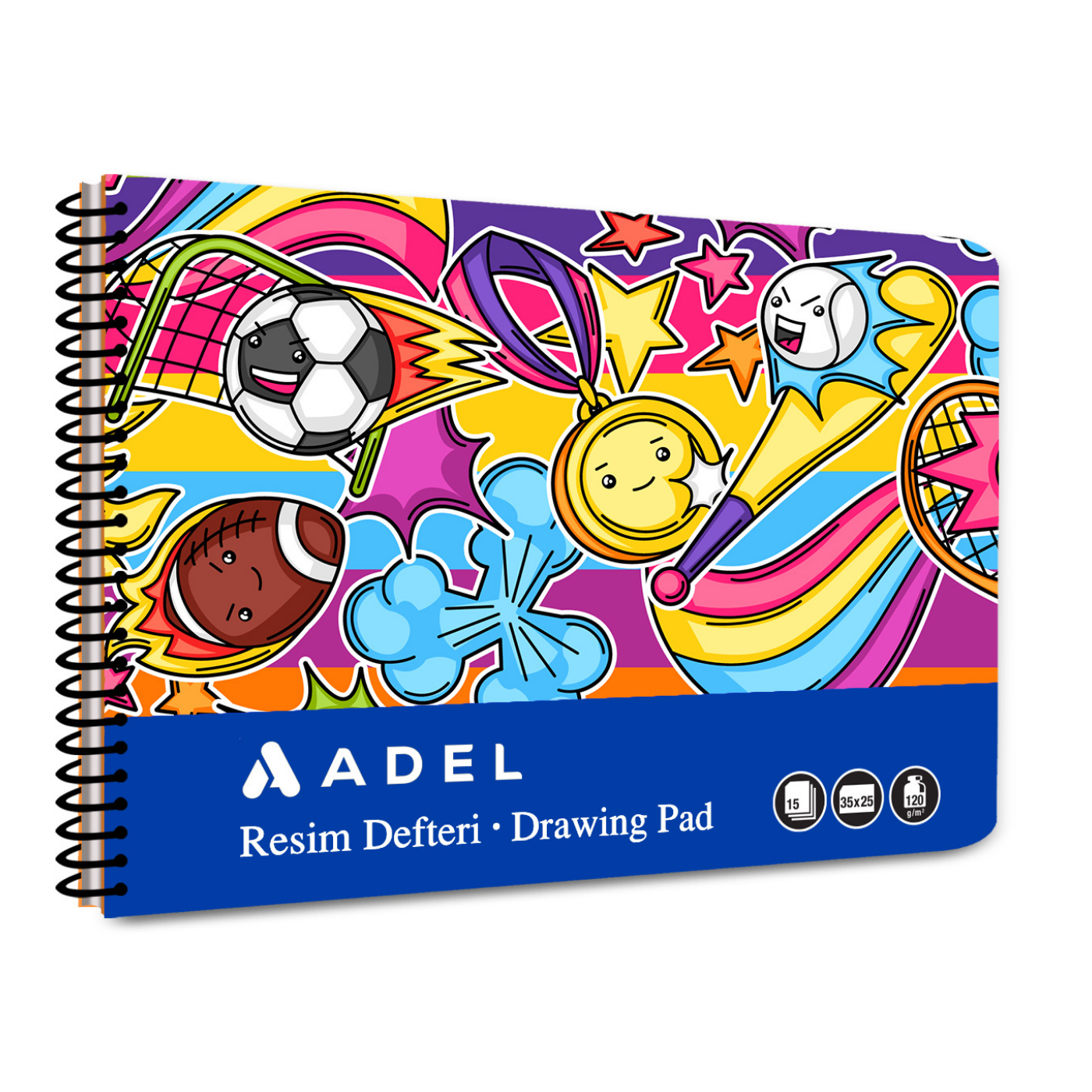 Adel Fun Karton Kapak Resim Defteri 25x35 cm 15 Yaprak 000077 Mavi