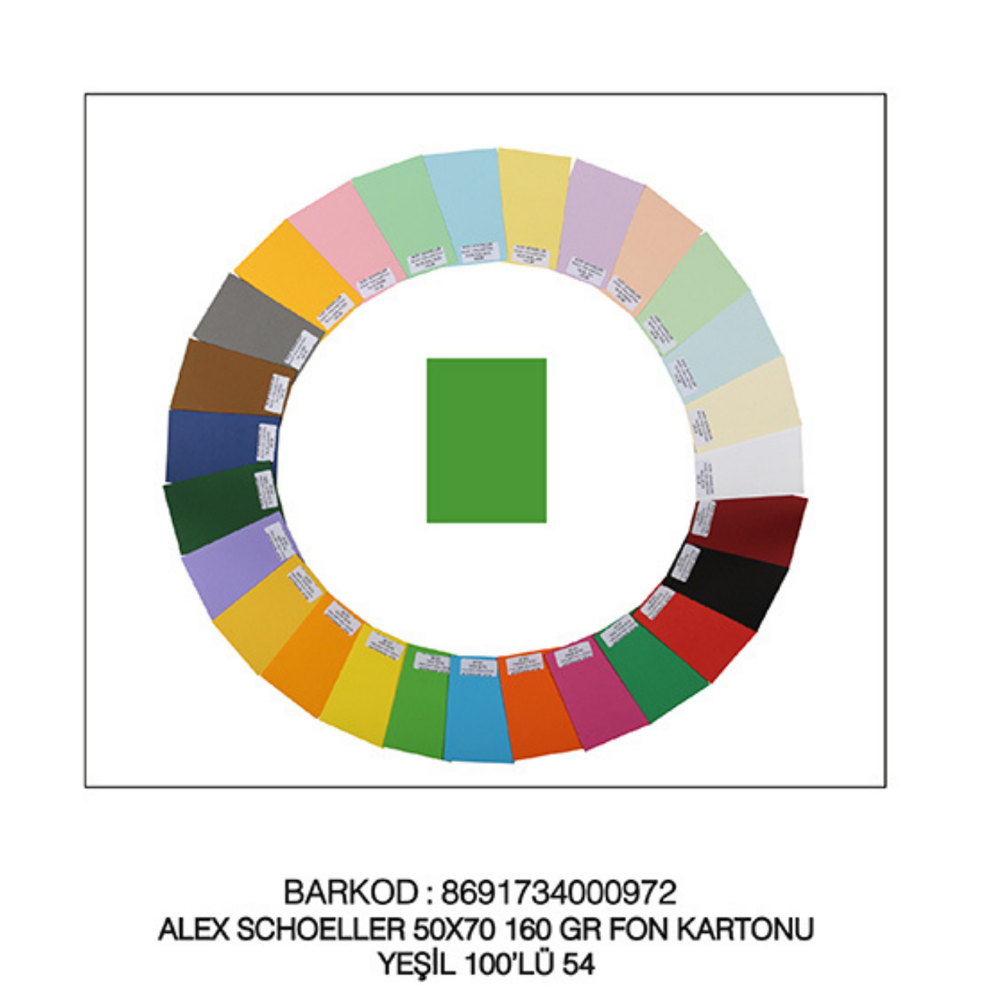 Alex Schoeller Fon Kartonu Yeşil No:54 50x70 cm 160 gr 100'lü