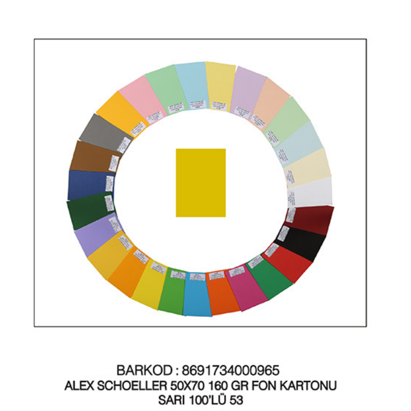 Alex Schoeller Fon Kartonu Sarı No:53 50x70 cm 160 gr 100'lü