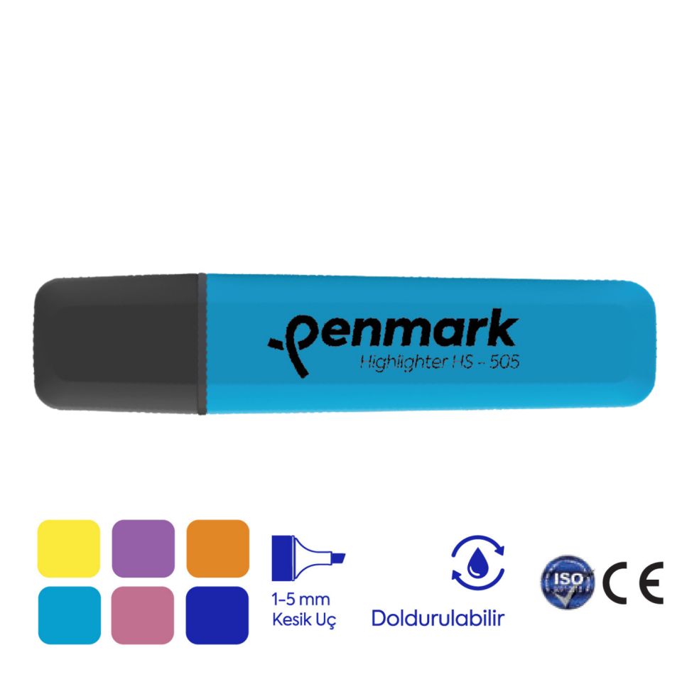 Penmark HS-505-06 Neon Fosforlu Kalem Cam Göbeği