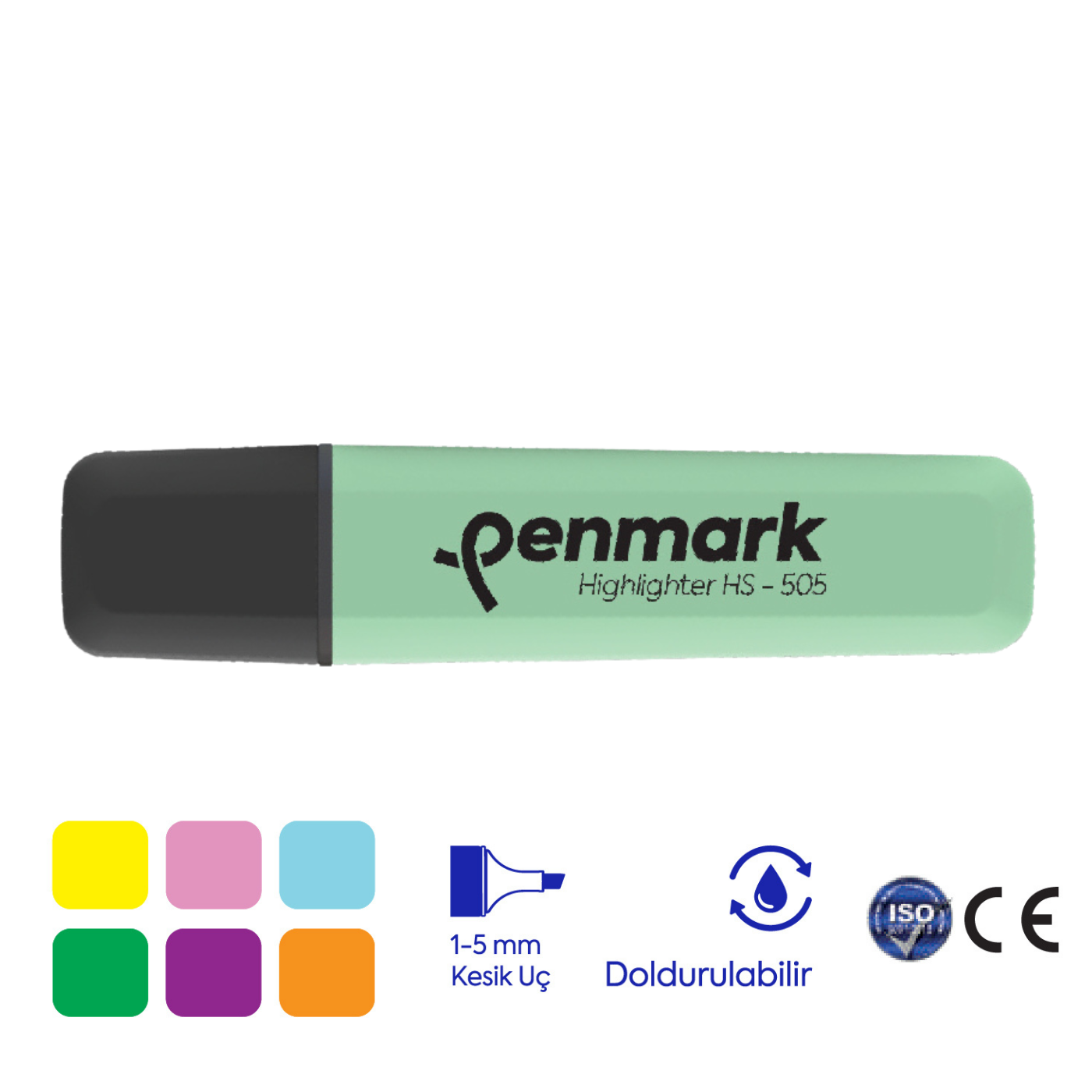 Penmark HS-505-12 Pastel Fosforlu Kalem Mint Yeşili