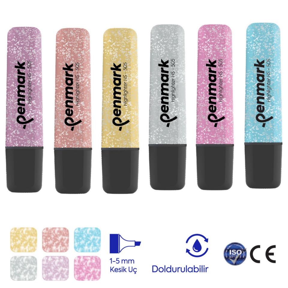 Penmark HS-505-17 Metalik Simli Fosforlu Kalem Lavanta