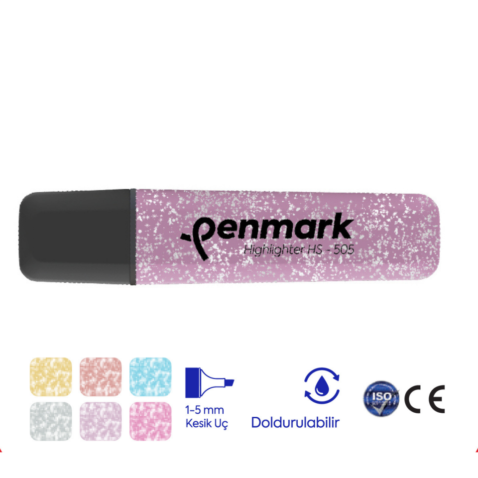 Penmark HS-505-17 Metalik Simli Fosforlu Kalem Lavanta