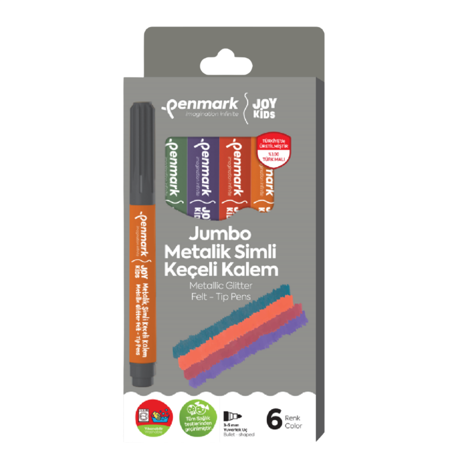 Penmark Süper Yıkanabilir Metalik Simli Jumbo 6'lı HS-707-06