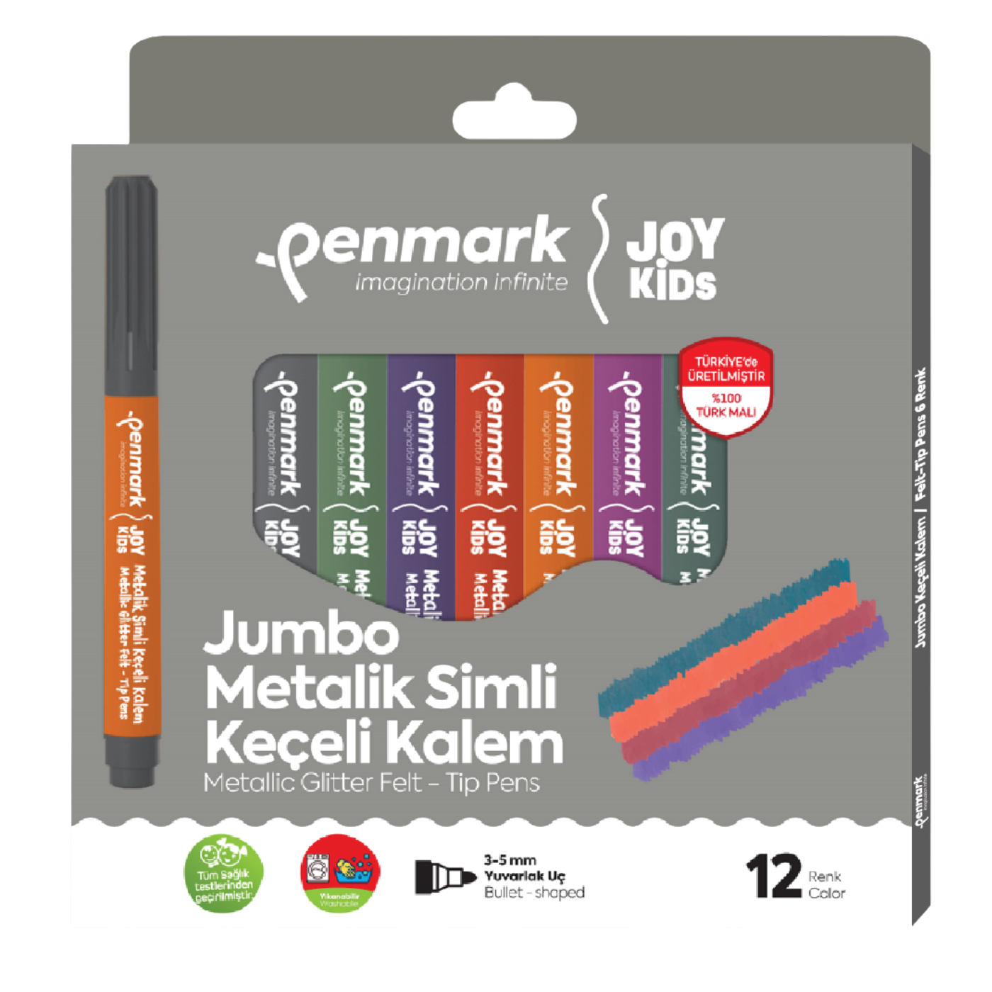 Penmark Süper Yıkanabilir Metalik Simli Jumbo 12 li