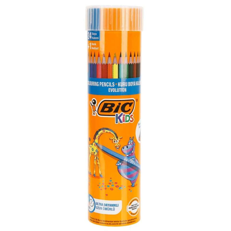 Bic Evolutıon Kuru Boya Kalemi 24+1'li Metal Tüp
