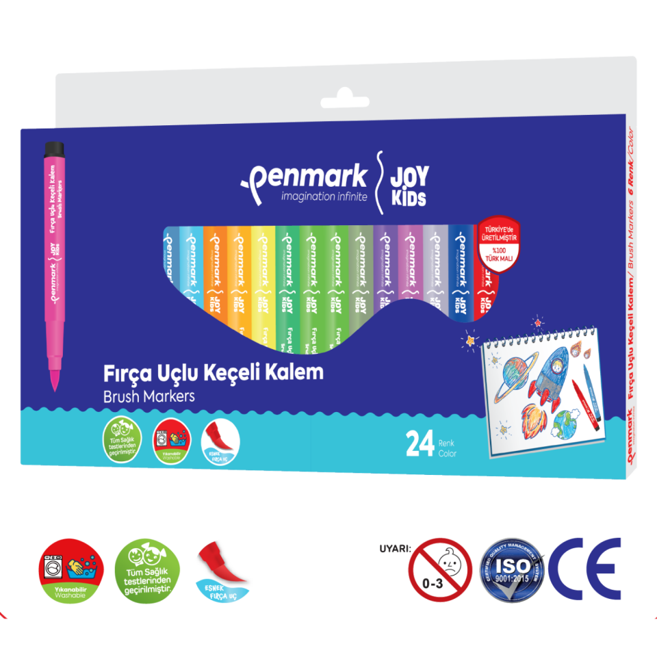 Penmark Süper Yıkanabilir Fırça Uçlu Keçeli 24'lü HS 708-24