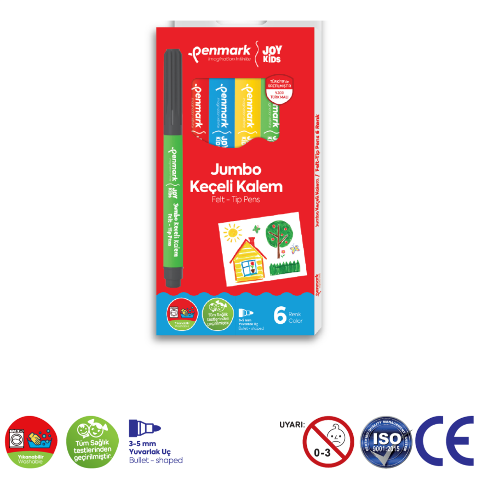 Penmark Süper Yıkanabilir Jumbo Keçeli Kalem 6'lı