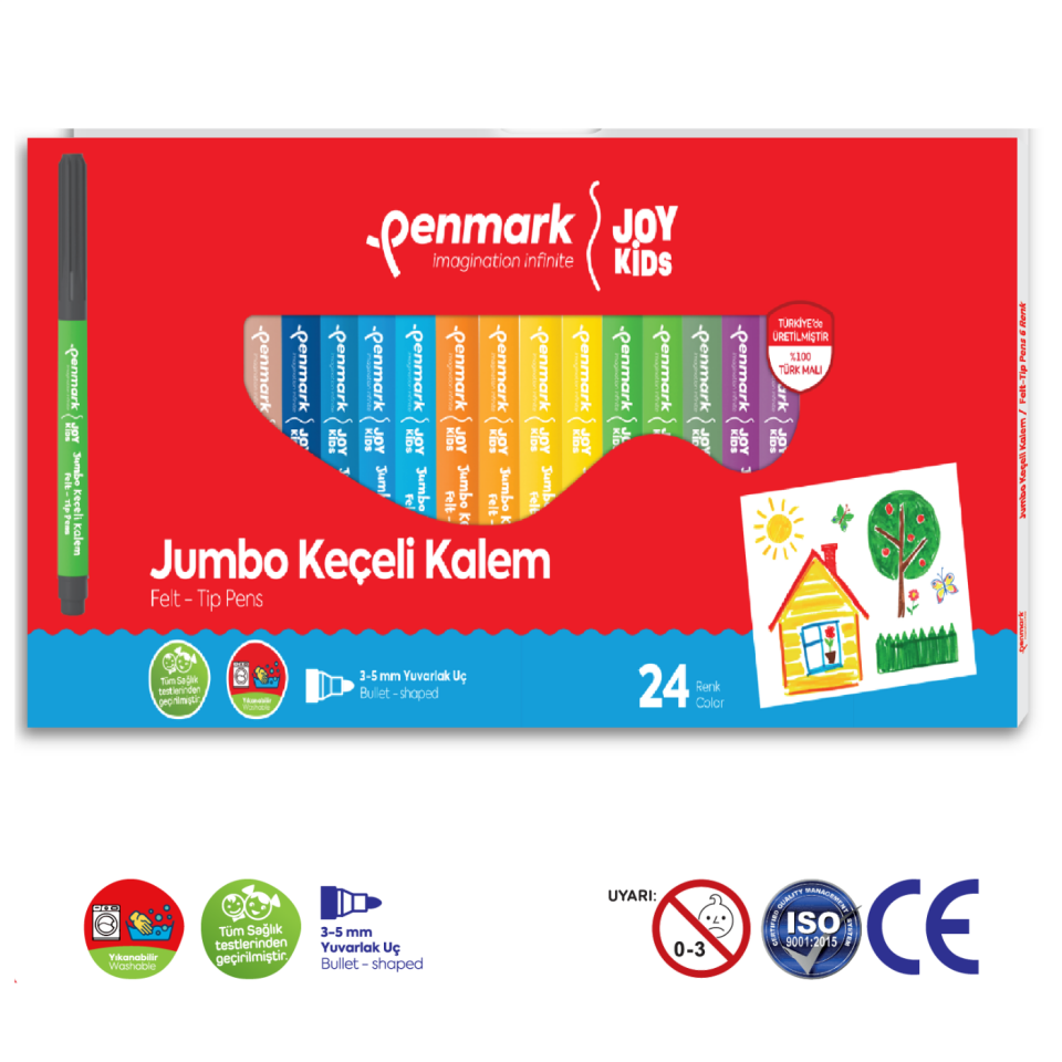 Penmark Süper Yıkanabilir Jumbo Keçeli Kalem 24'lü