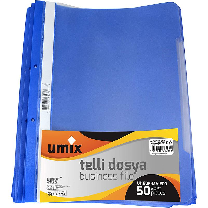 Umix Telli Dosya Eco 50 Adet  Mavi 1180P­Ma