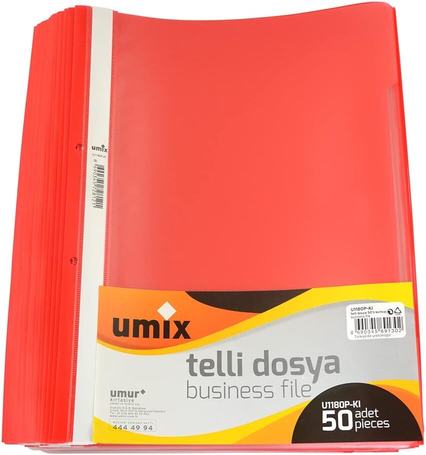 Umix Telli Dosya 50 Adet Kırmızı 1180P­Kı  Plus  A4