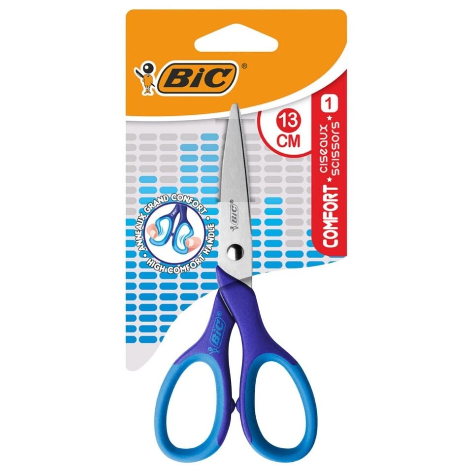 BIC Comfort Classıc Makas 13 cm 1'li Blister Asorti (Pembe/Mavi)