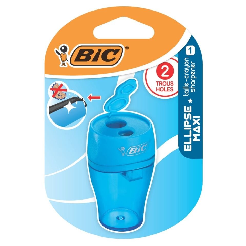 BIC Maxi Ellıpse Kapaklı İkili Kalemtıraş 1'li Blister Asorti (Mavi/Krmz/Yeşil)