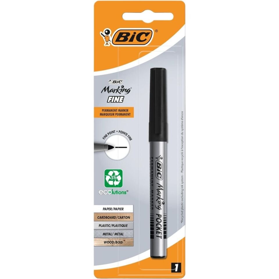 BIC Marker Pocket 1'li Blister Siyah
